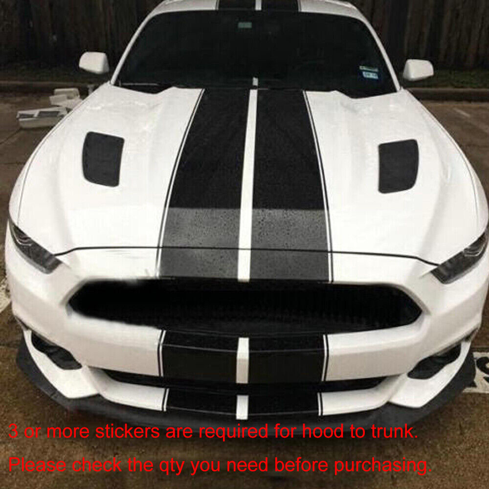 78.7” Black Hood Roof Rally Racing Stripe Decal Vinyl Sticker For Ford Mustang