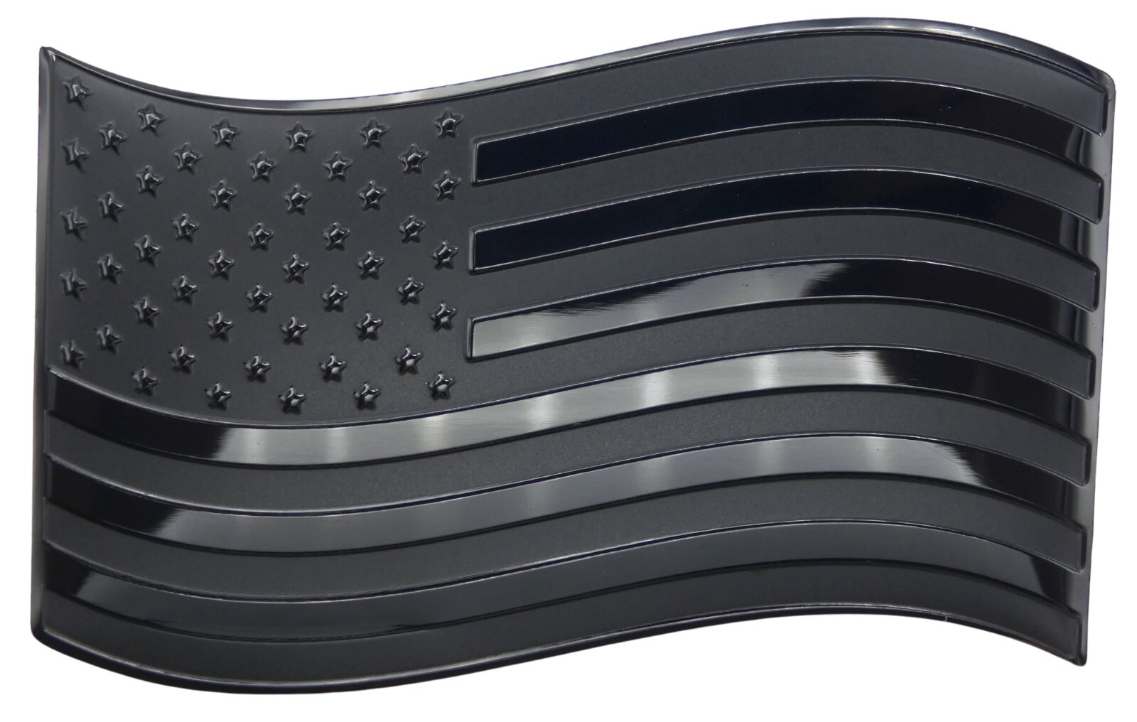 ALUMINUM Black American Flag Wavy Car Sticker Decal Emblem Truck 3.12″ x 1.75″