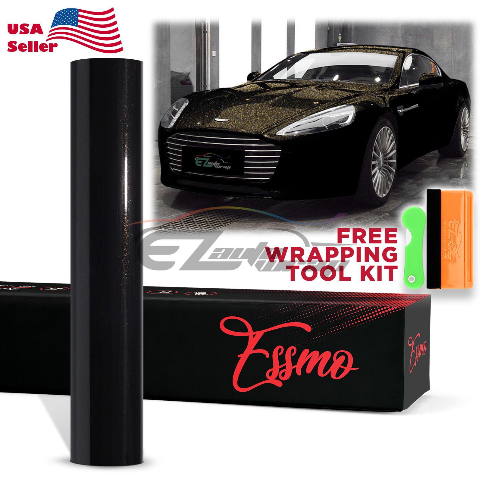 1FTx5FT PPF Paint Protection Film Gloss Black Gold Metallic Scratches Shield