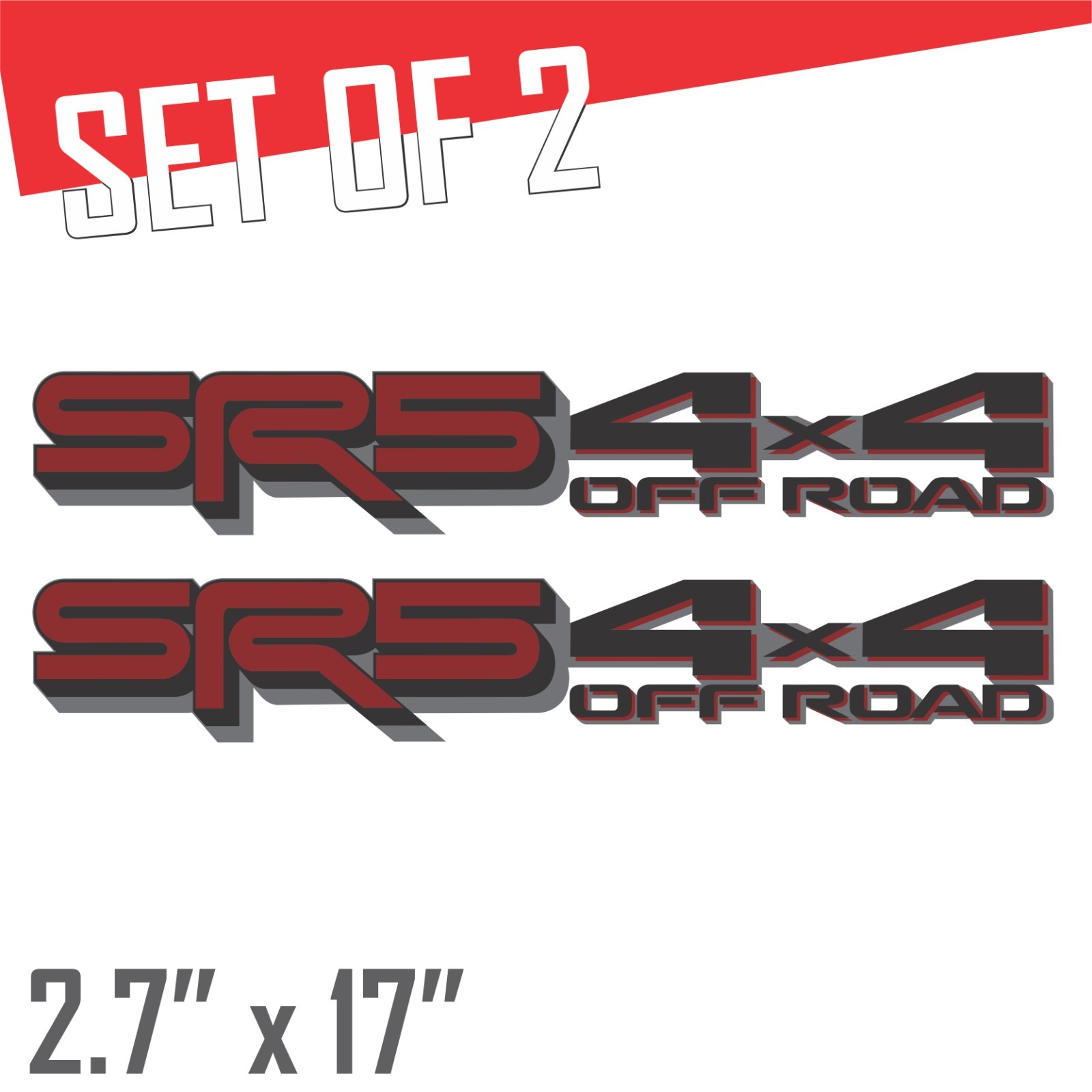 SR5 4×4 Off Road Metallic Decals Toyota Tundra – Black Silver Set of 2