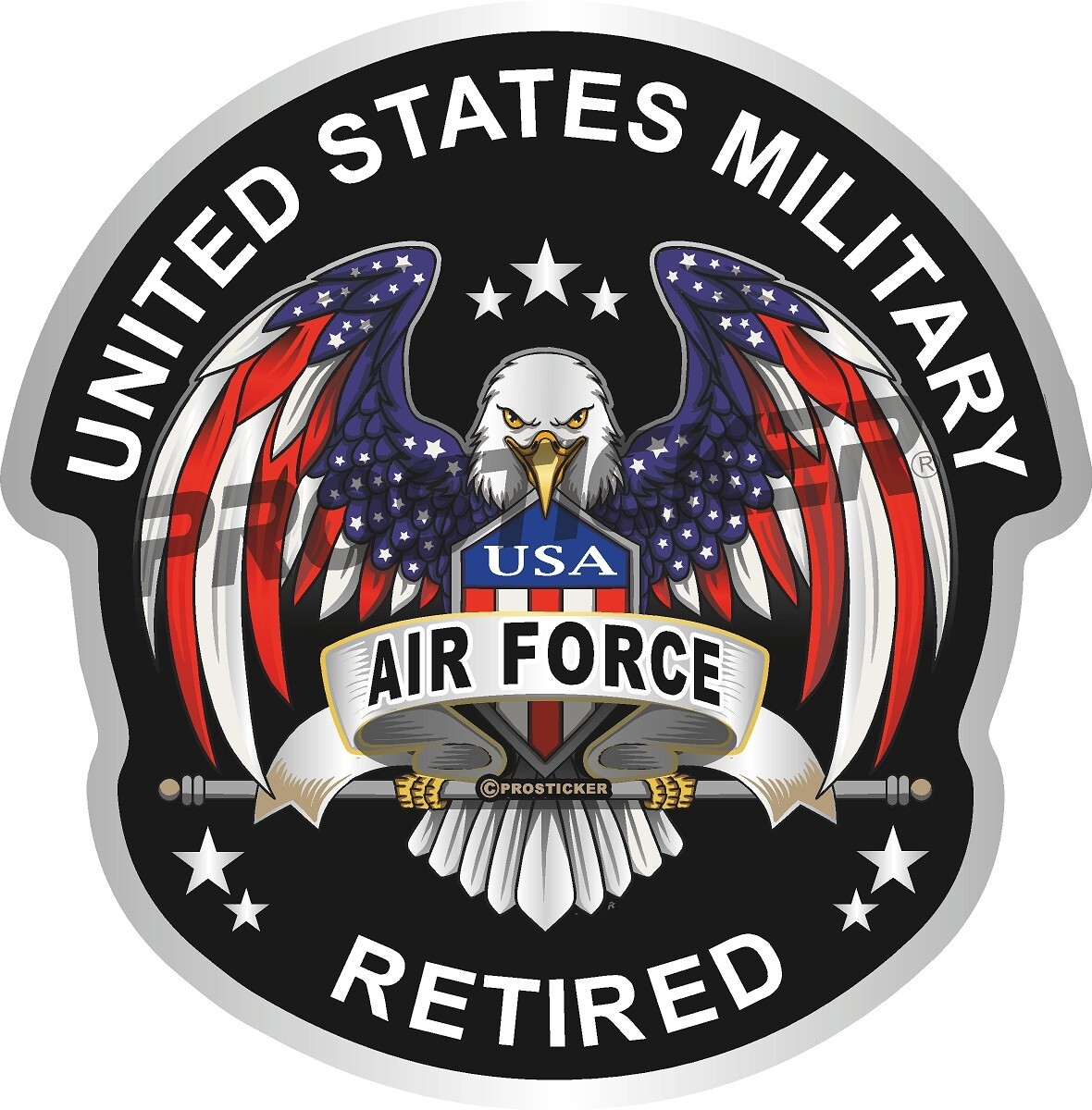 Air Force Retired Decal USA Flag Eagle Military 4″ ProSticker 280