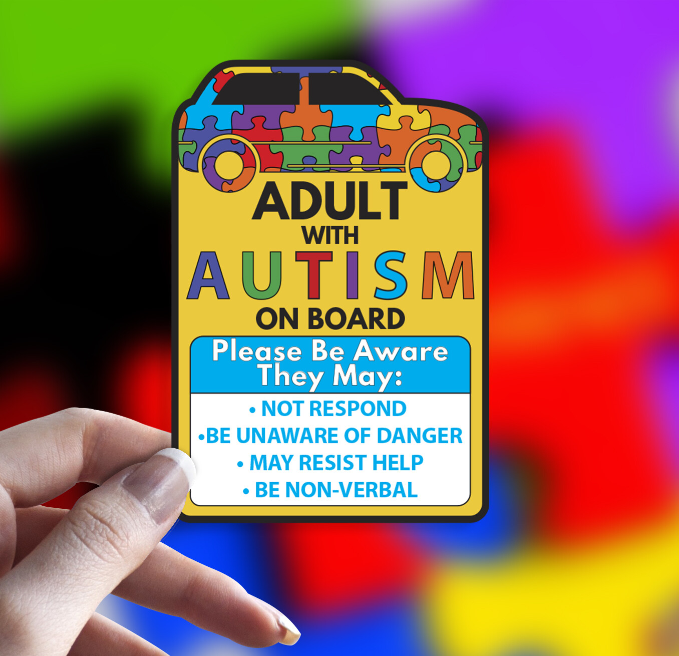 Autism Vinyl Decal Sticker Chose Wording Help Alert Responders