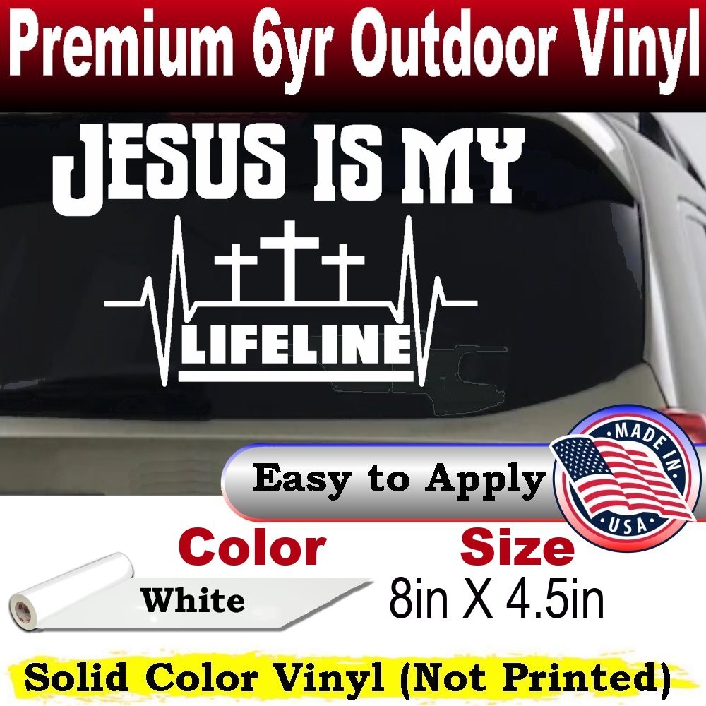 Jesus Is My Lifeline Car or Truck Window Laptop Decal Sticker White 8X4.5