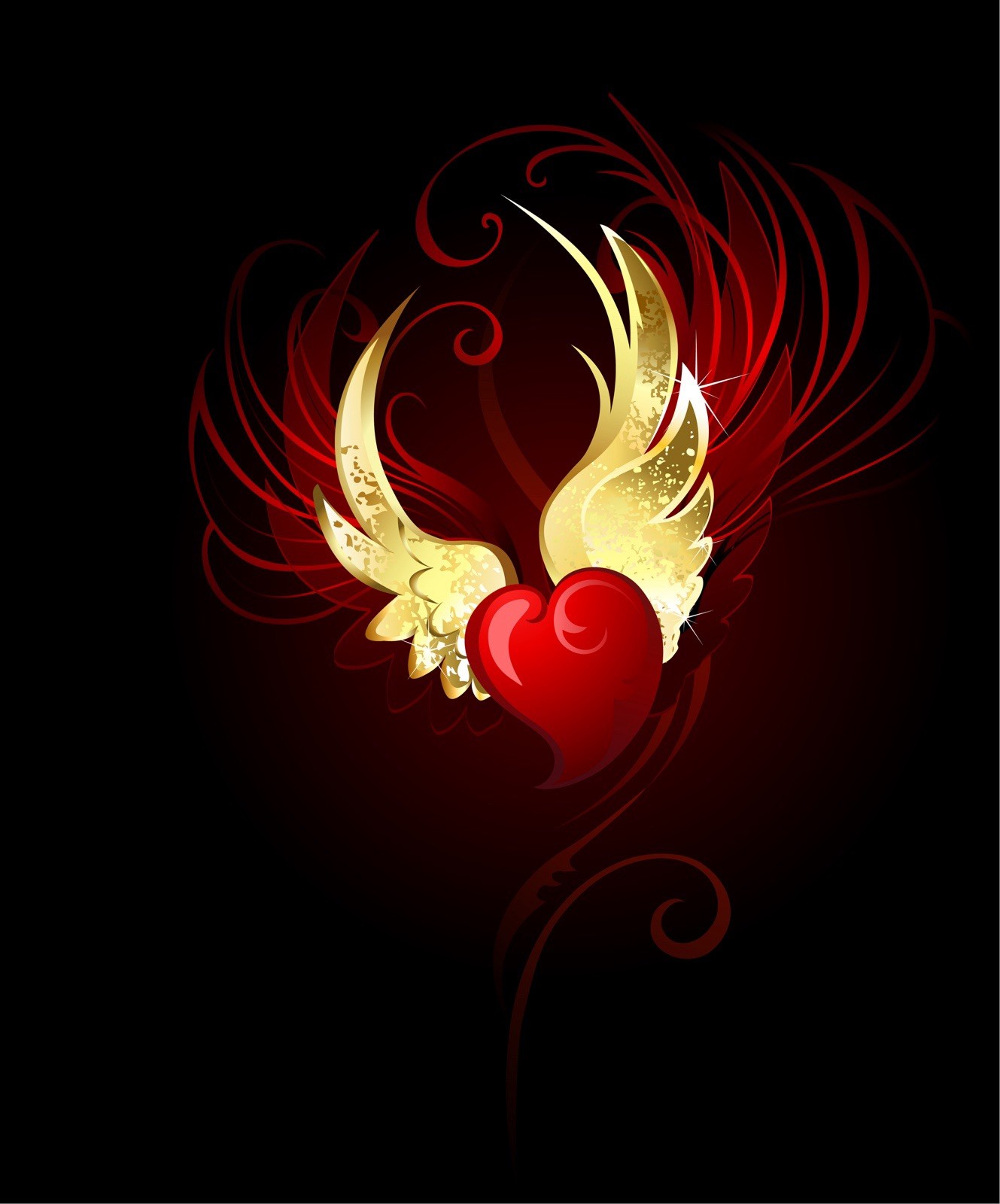 Heart With Wings Sticker 2” Angel Love Gold Glow Feather Luxury Elegant !
