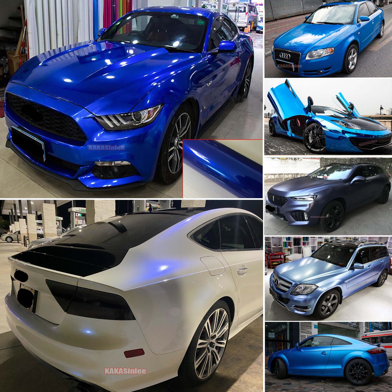 Blue / Full Car Wrap Pearl Metal Mirror Chrome Chameleon Vinyl Satin Sticker US
