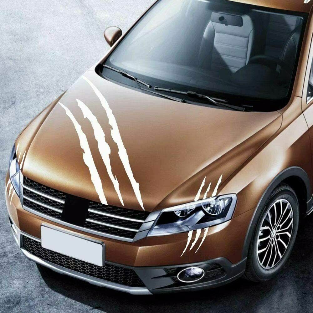 White Monster Claw Scratch Stickers for Car Body Hood Side Fender 3pcs set