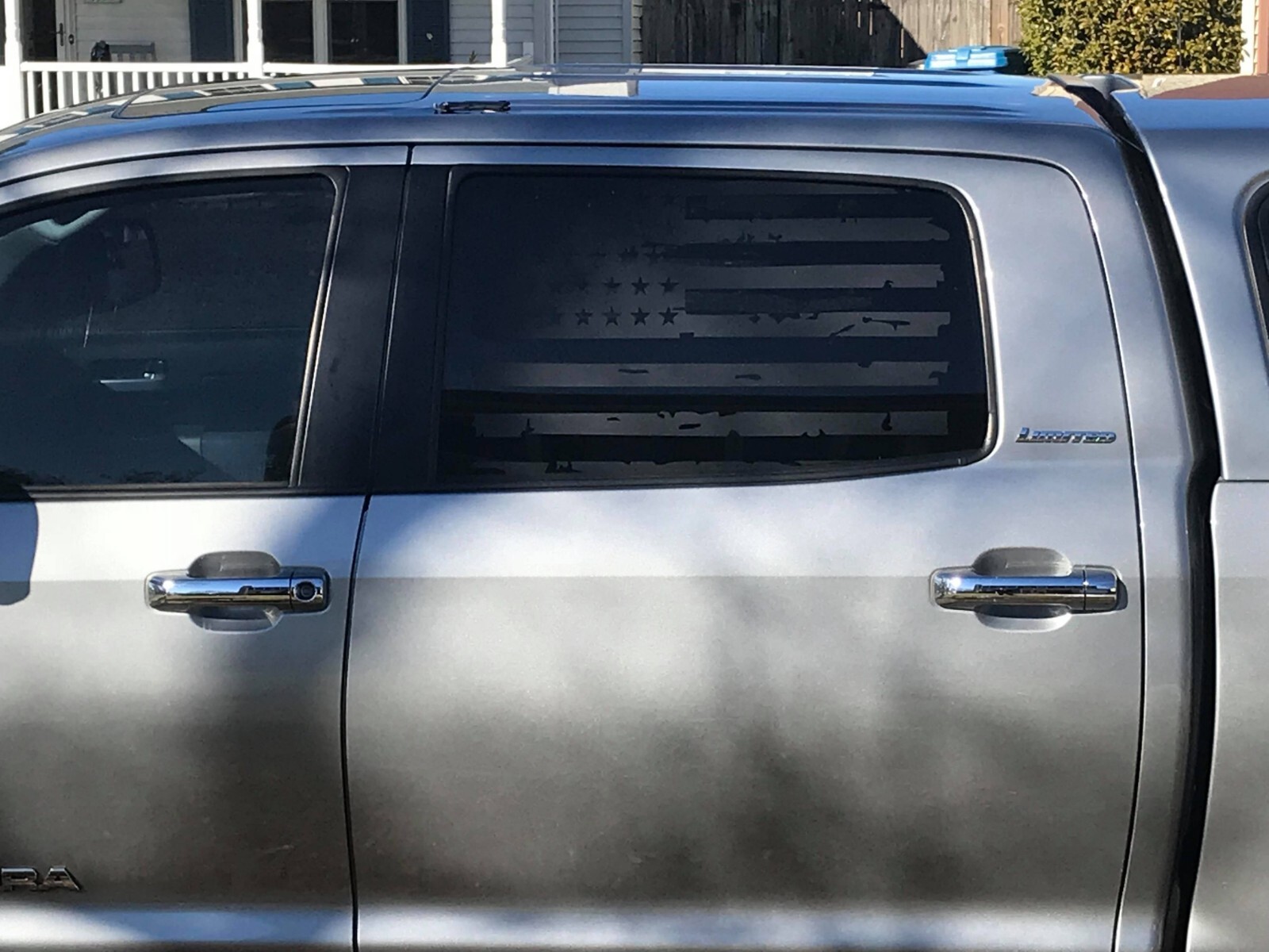 American Flag Side Window Vinyl Decal Compatible with Toyota Tundra CrewMax