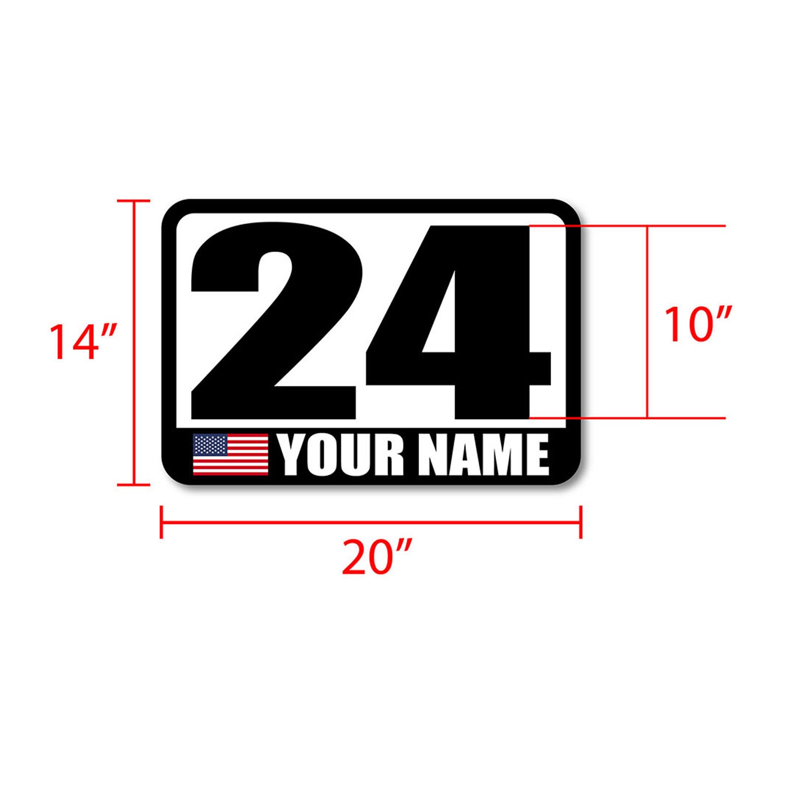 2x Car Door Number Name US Flag Stickers 14″ x 20″ Vinyl Decal Racing Track Day