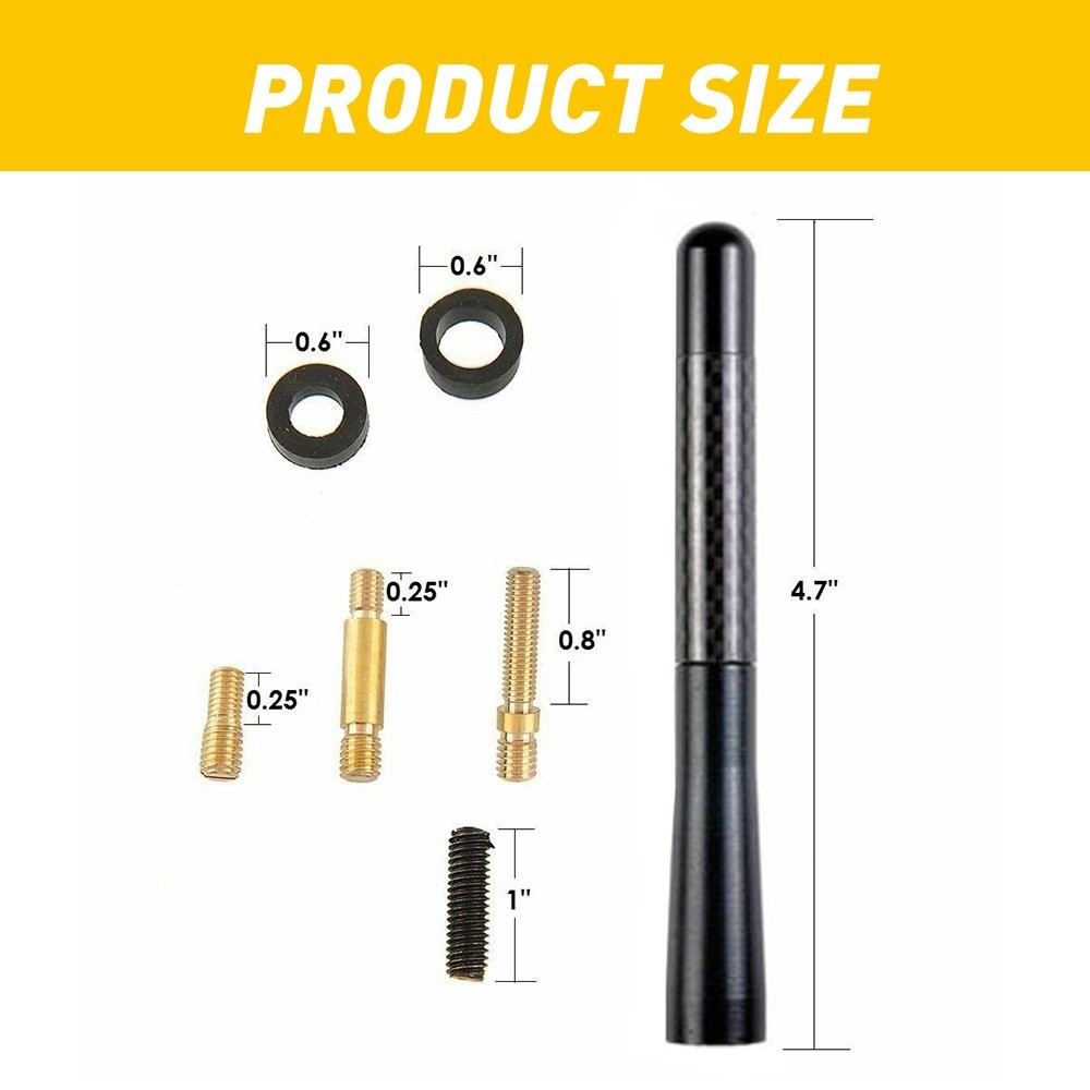 1/2Set Universal Car Bee-Sting Stubby Black Carbon Fibre Aerial For Ariel Arial