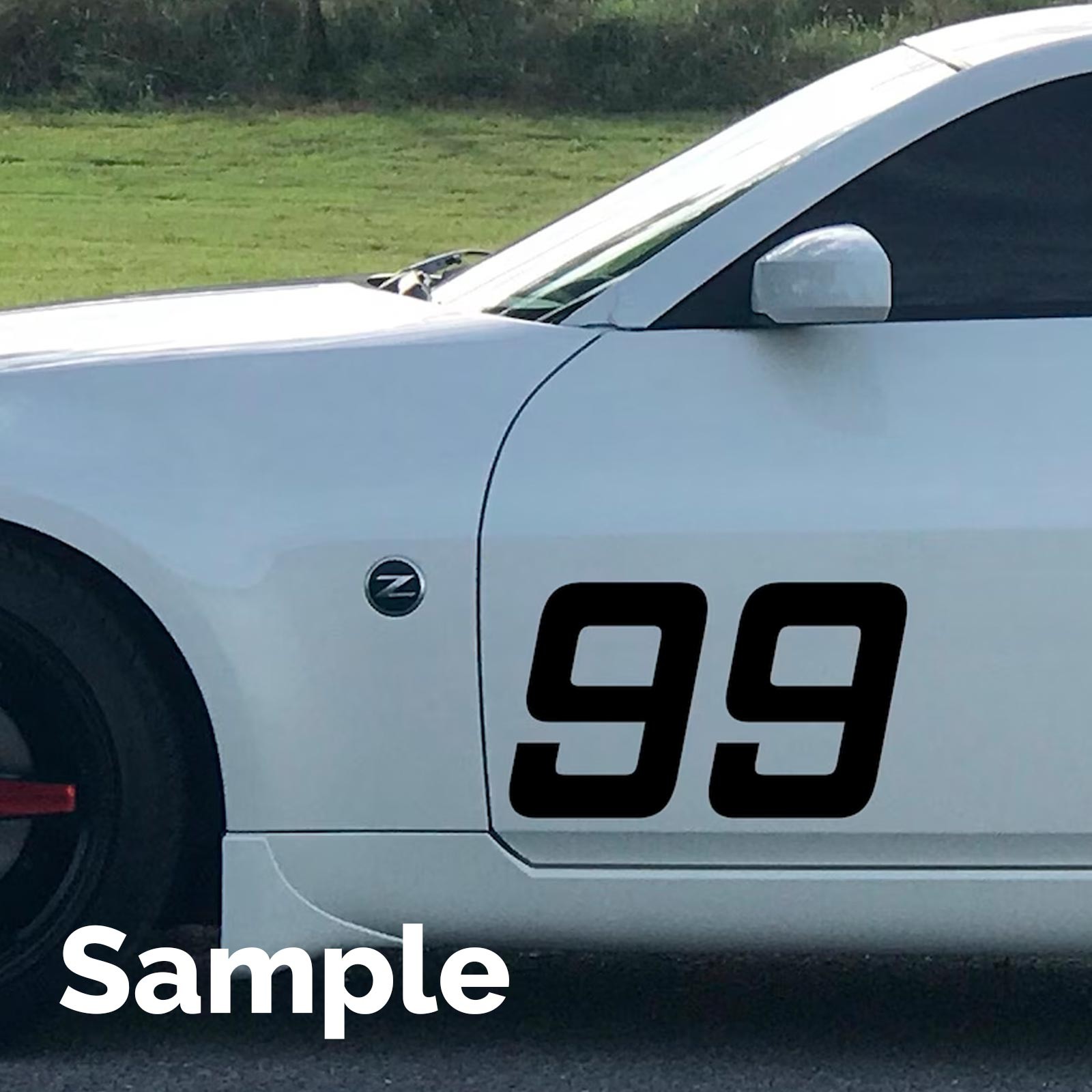 Racing Track Day Car Door Number Stickers 6″ Height Vinyl Decal 2 Pieces Die Cut