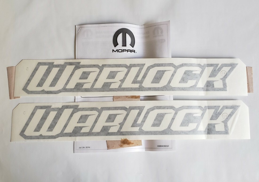 New 2018-2024 Dodge Ram 1500 Classic WARLOCK Bed Side 2 Decals, OEM Mopar