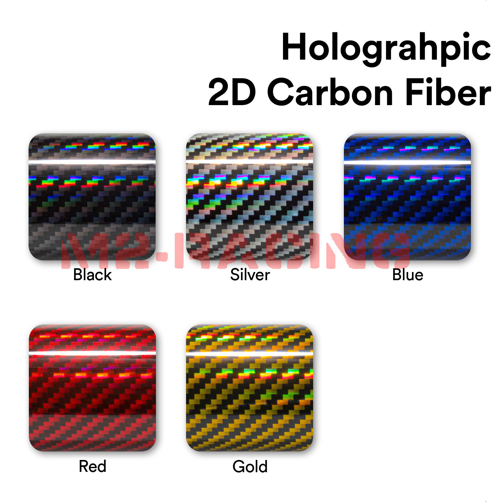 Holographic Carbon Fiber Gold Laser Chrome Car Vinyl Wrap Sheet Decal Sticker
