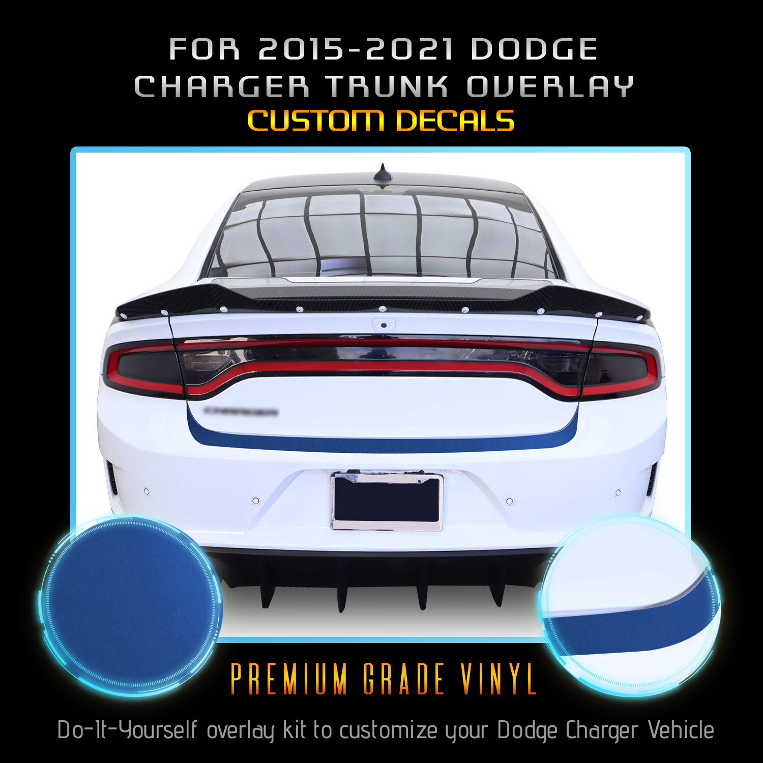For 2015-2021 Charger Rear Bumper Graphic Overlay Decal – Satin Metallic Vinyl