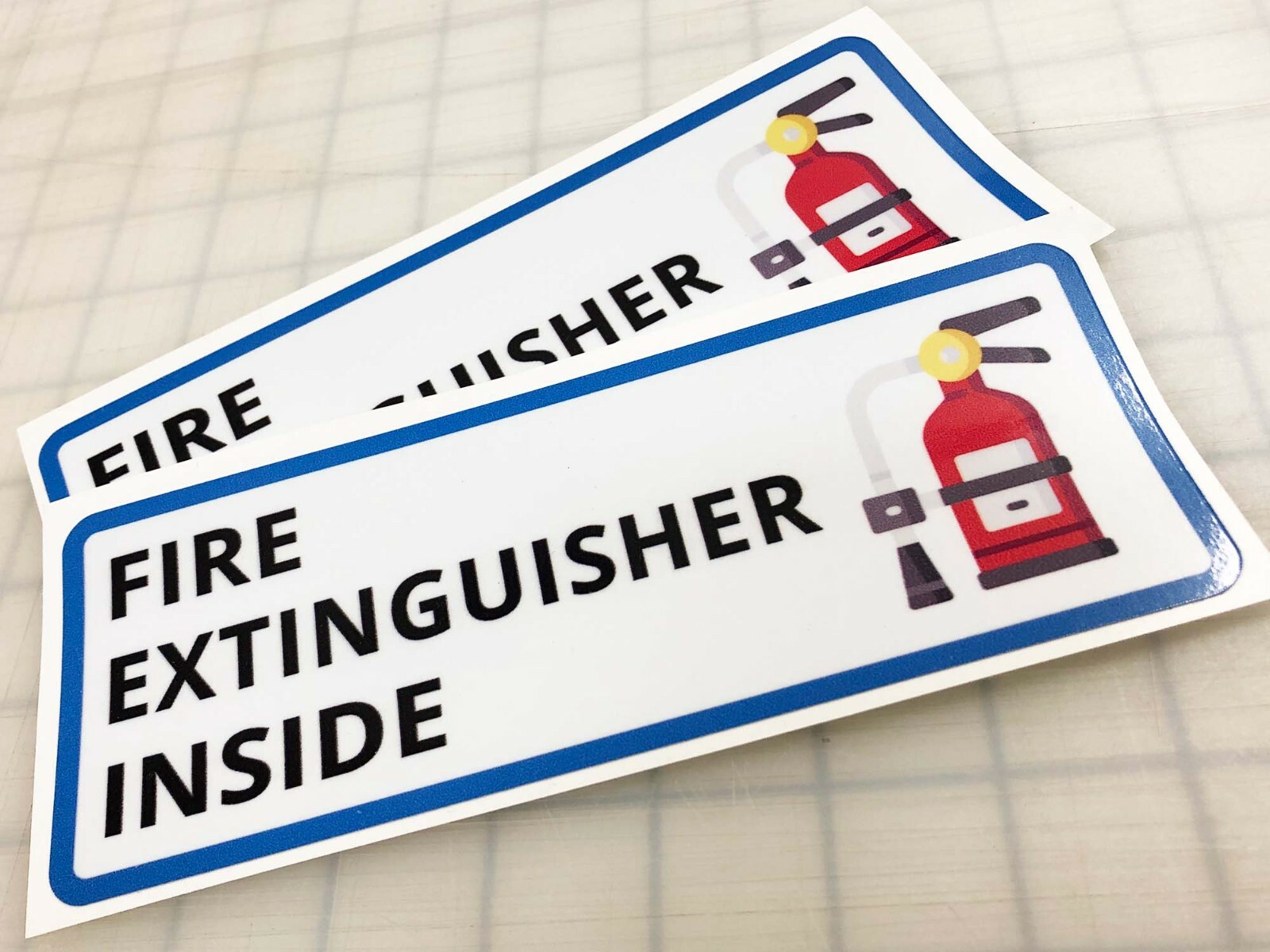 (2) Fire Extinguisher Inside 7.5″ x 2.875″ Laminated Decals Stickers Labels FEI