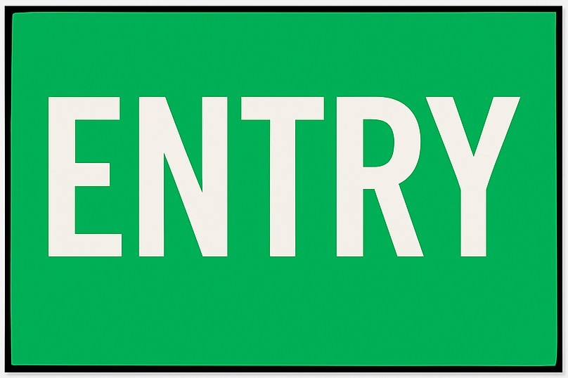 Entry and Exit Sign, Vinyl Sticker, Dimension Approximately W 18.5cm H 8.5cm