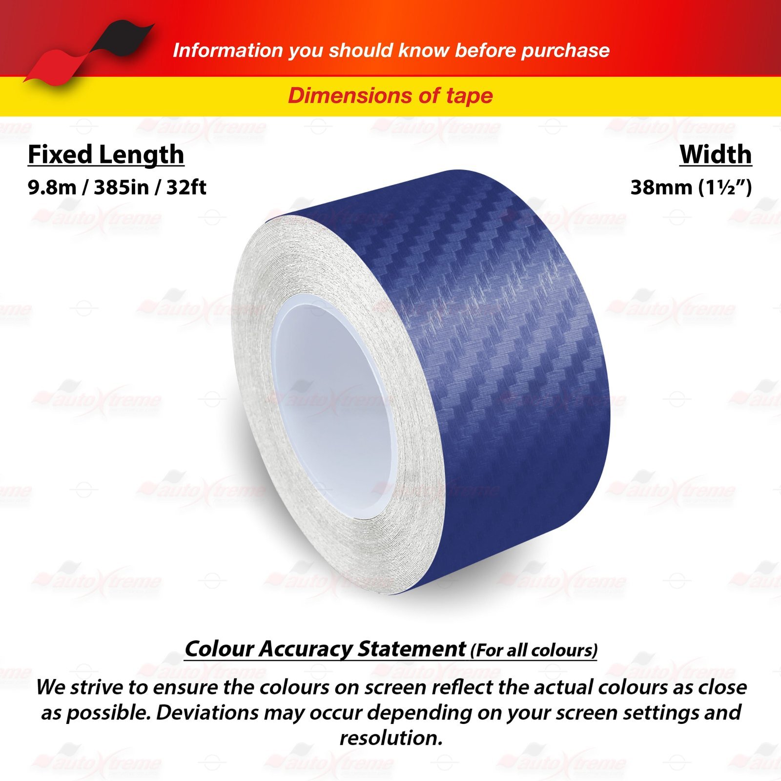 1-1/2″ Vinyl Pinstriping Car Styling Tape Sticker 38mm CARBON FIBER DARK BLUE