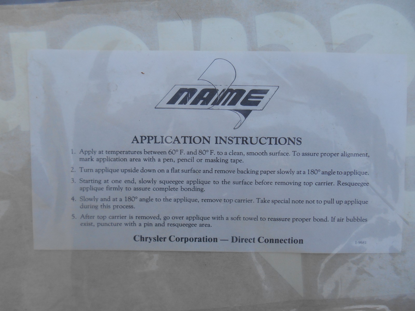 MOPAR 1970’s NOS Direct Connection factory sticker decal Cuda Challenger Charger