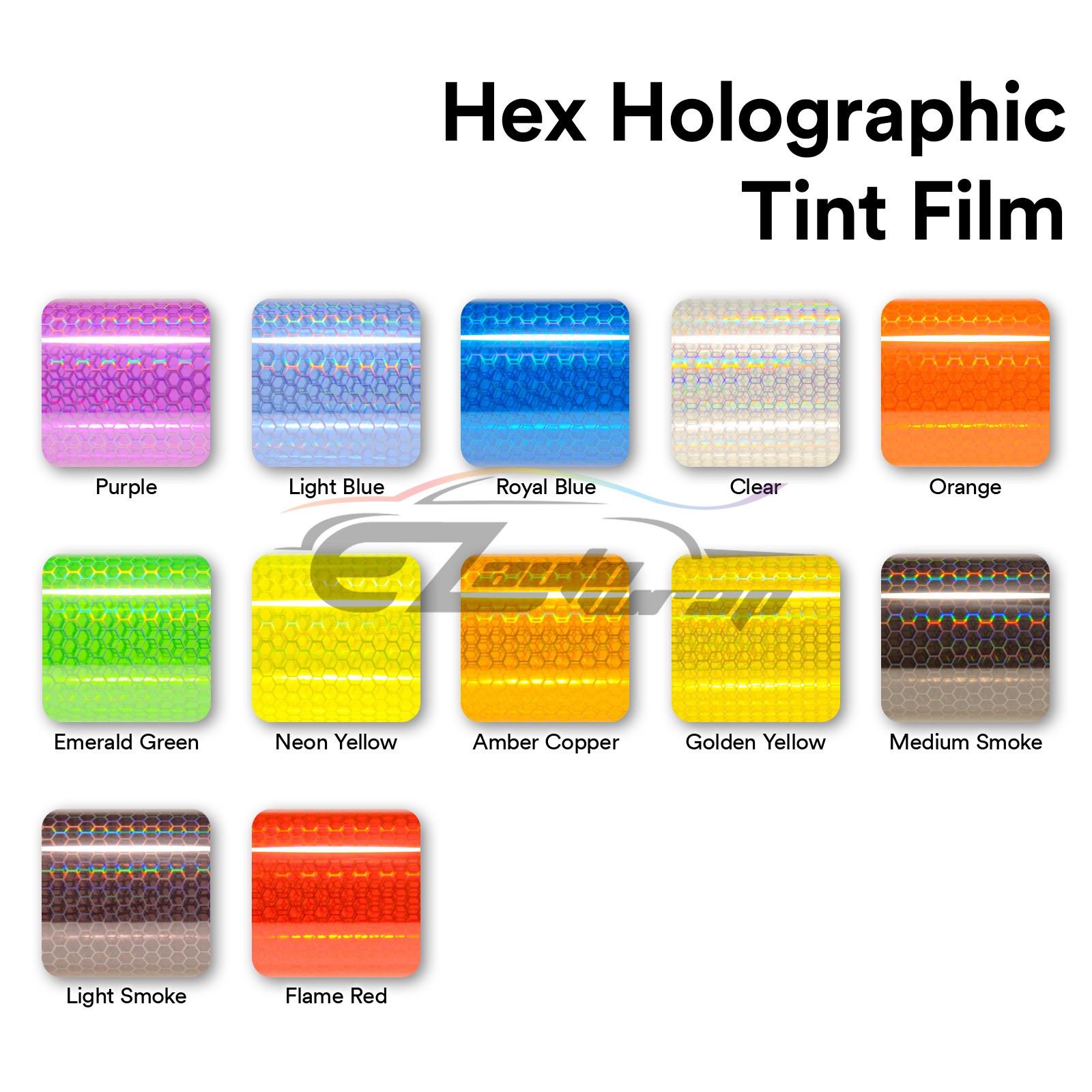 Headlight Hex Holographic Gloss Light Smoke Taillight Tint Film Fog Honeycomb