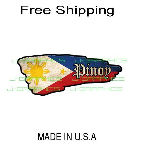 Pinoy Philippines Flag Sticker Decal Vinyl Tattered Star Sun Filipino B