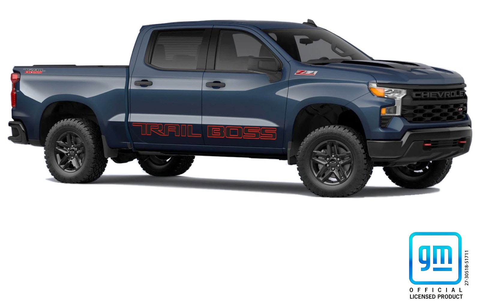 2019 20 21 22 23 24 Chevy Silverado TRAIL BOSS Crew Cab Body Side REDLINE Decal
