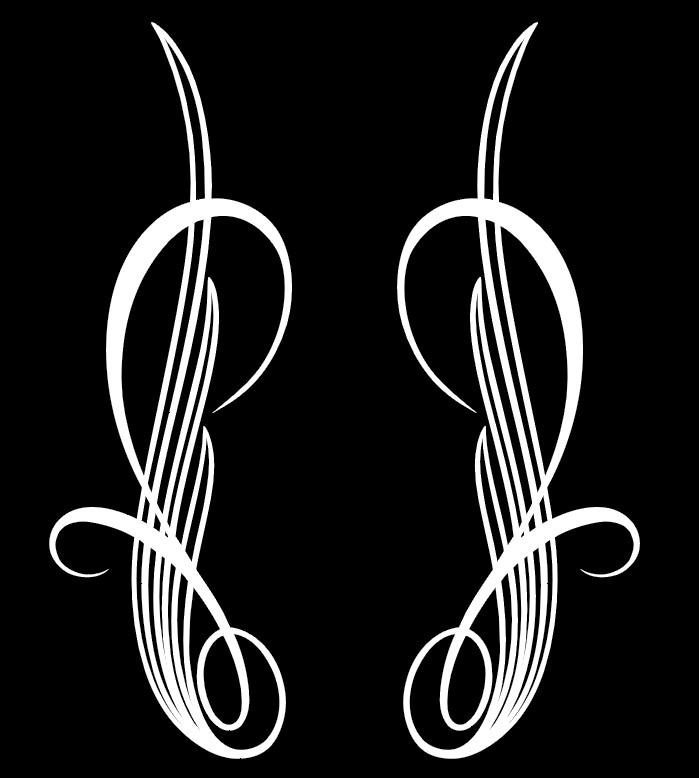 Hot Rod Pinstriping Decals – Set of 2 – 10″ x 3.25″ – Free shipping – 1 color