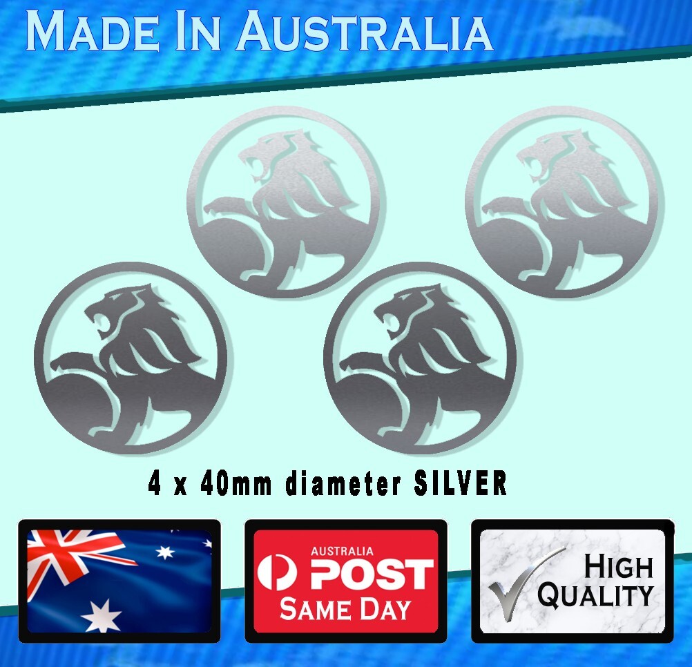 Holden LION Style Decals silver – circle logo set of 4 – 40mm wide