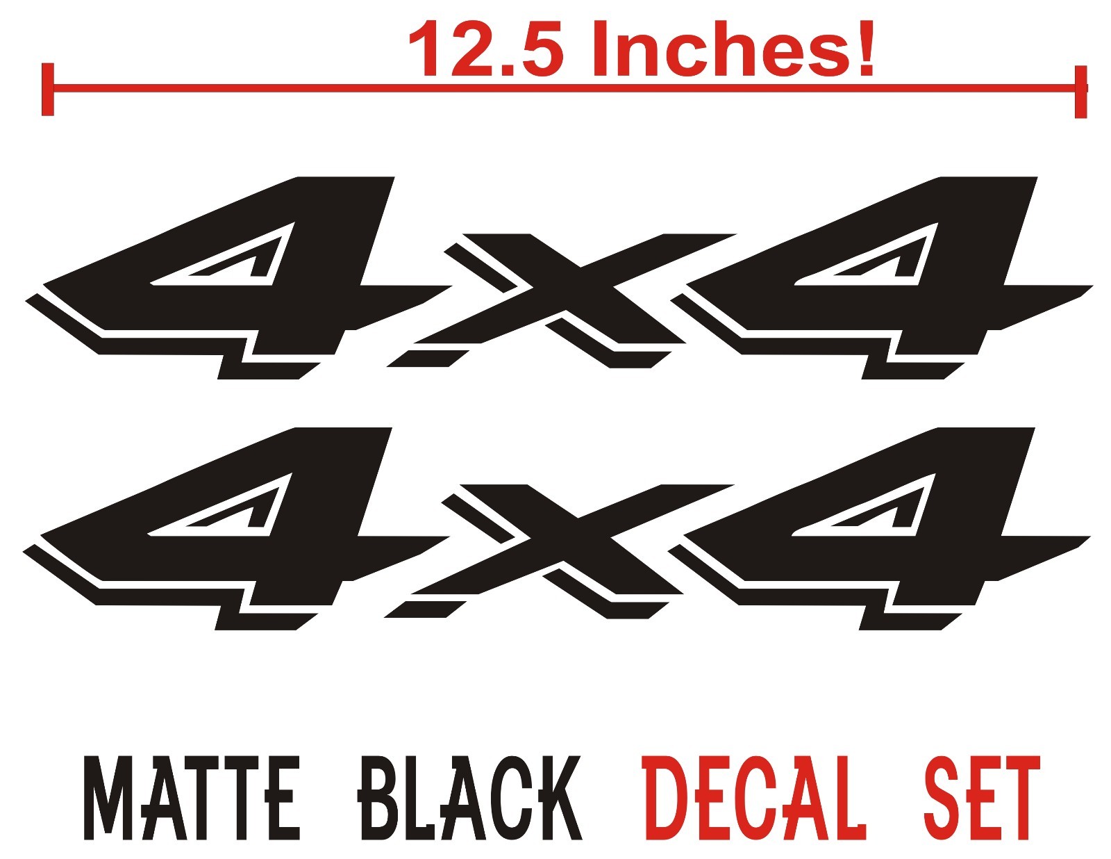 4×4 Decals MATTE BLACK Set of 2 for Dodge Dakota, Ram Stickers