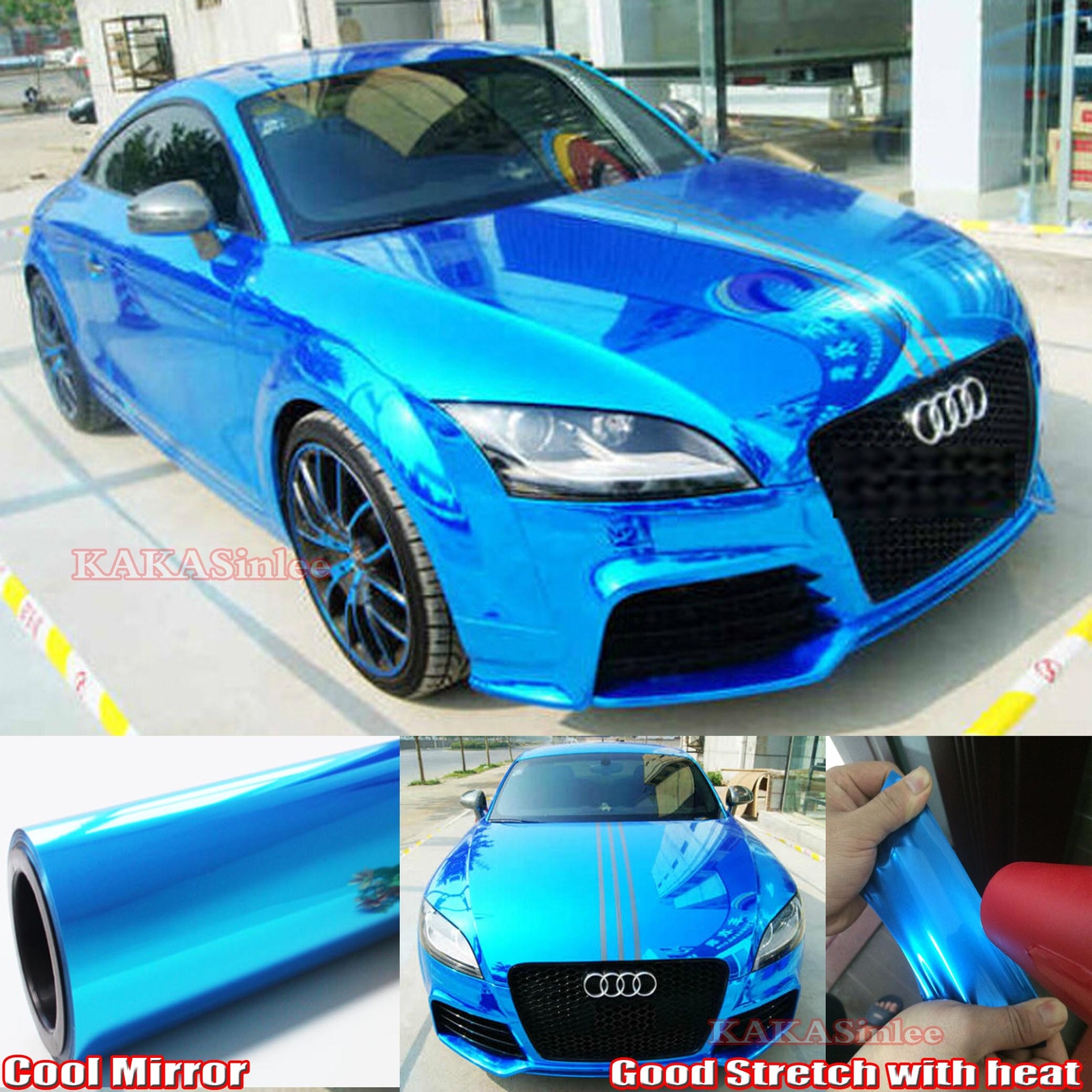 Stretch Strips Car House Glossy Mirror Chrome Decors Vinyl Wrap Sticker Film AB