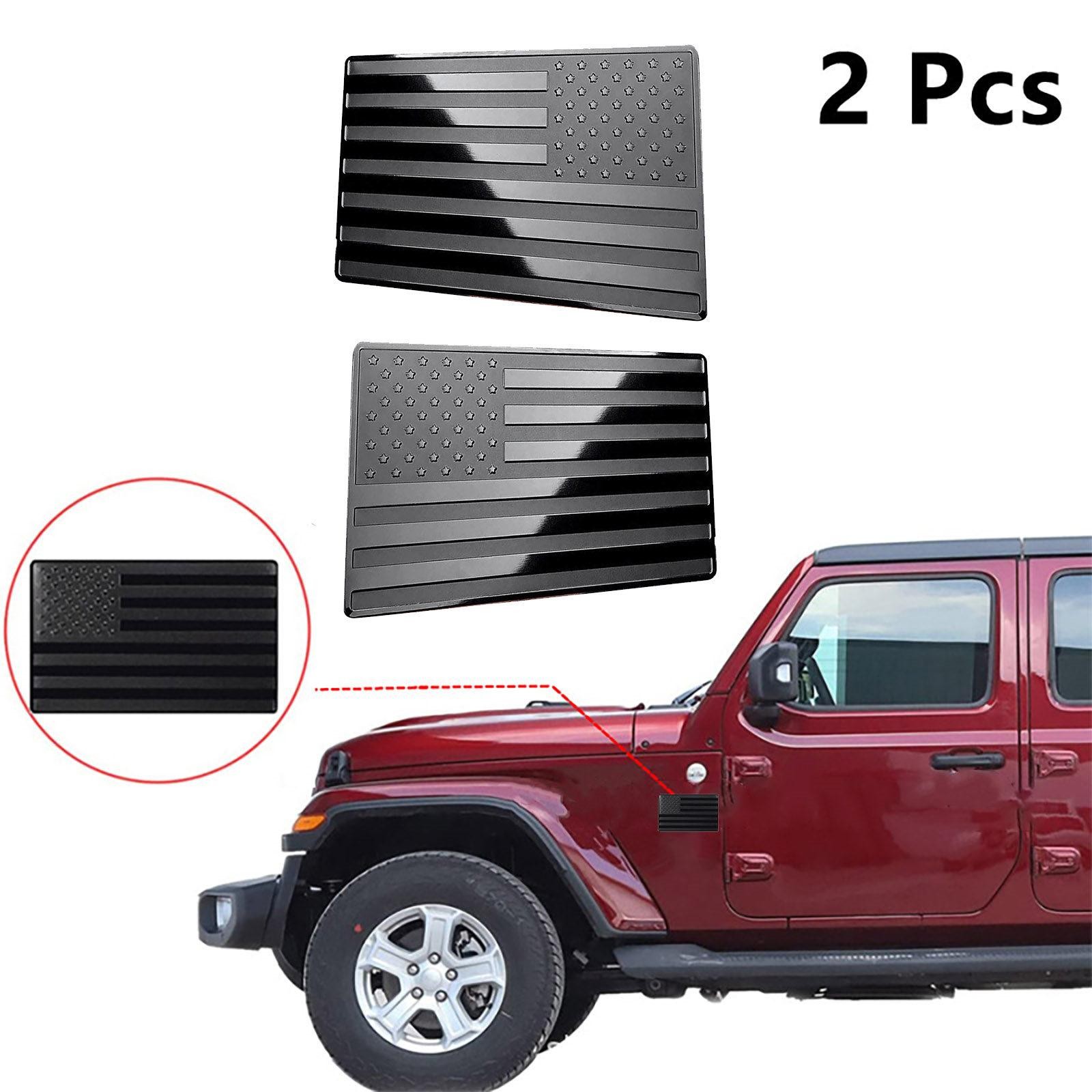 2Pc Aluminum American Flag Sticker Car Emblem Badge Motorcycle Stickers Exterior