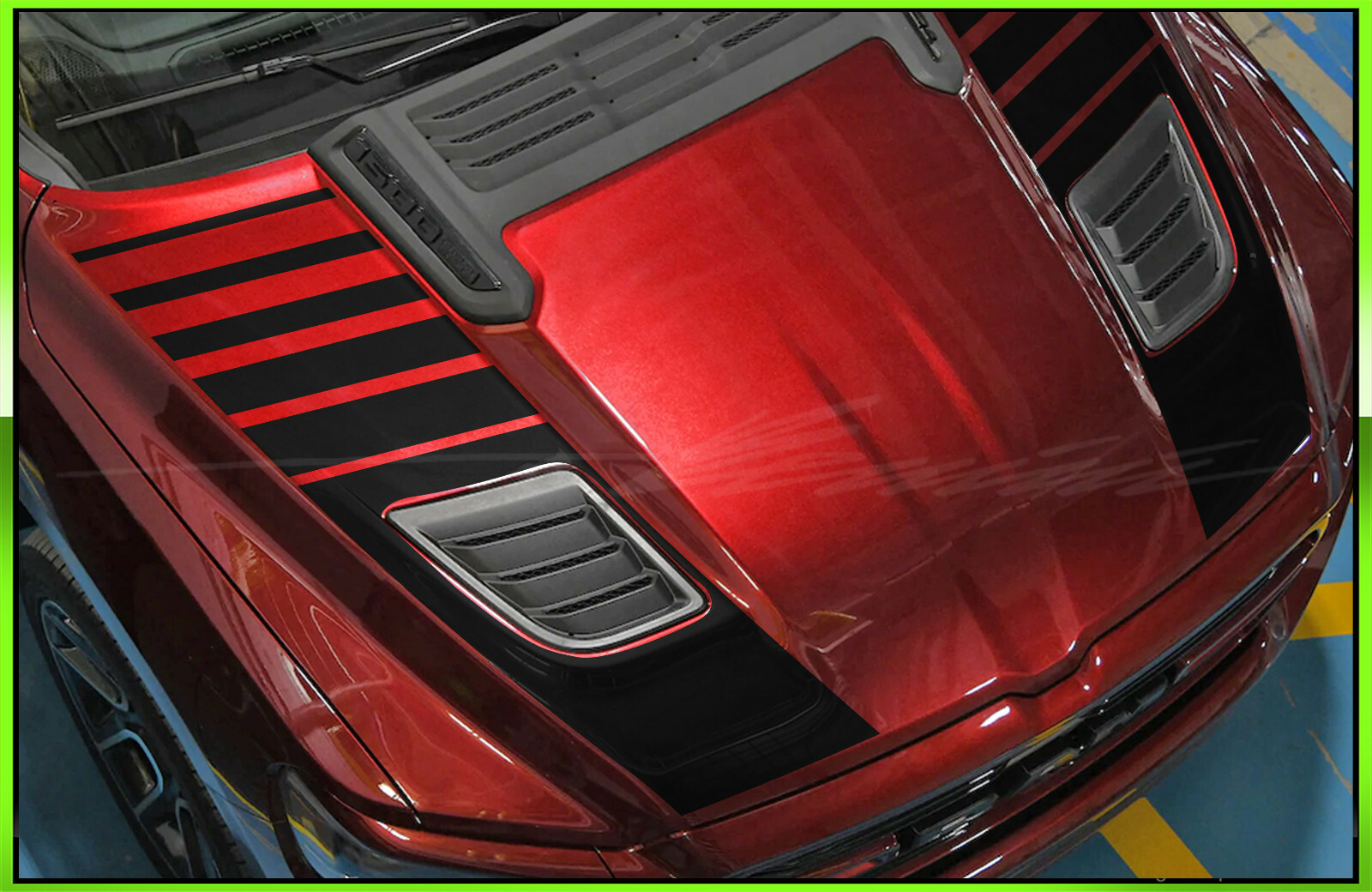 Strobe Hood Blackout Racing Stripes – Fits – 2019-2026 up Ram 1500