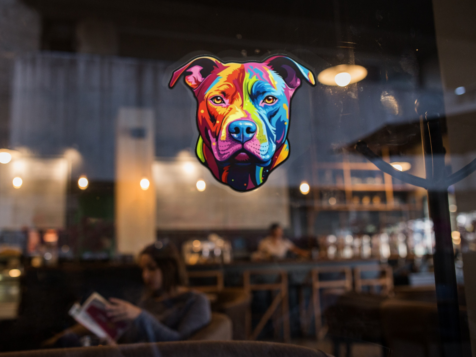 PitBull Car Window Vinyl Decal Graphic Colorfull Dog Laptop Stickers