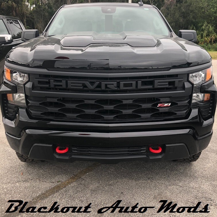 RED Vinyl Overlay Grill Letter Decals For 2022-23 Silverado Custom Trailboss WT