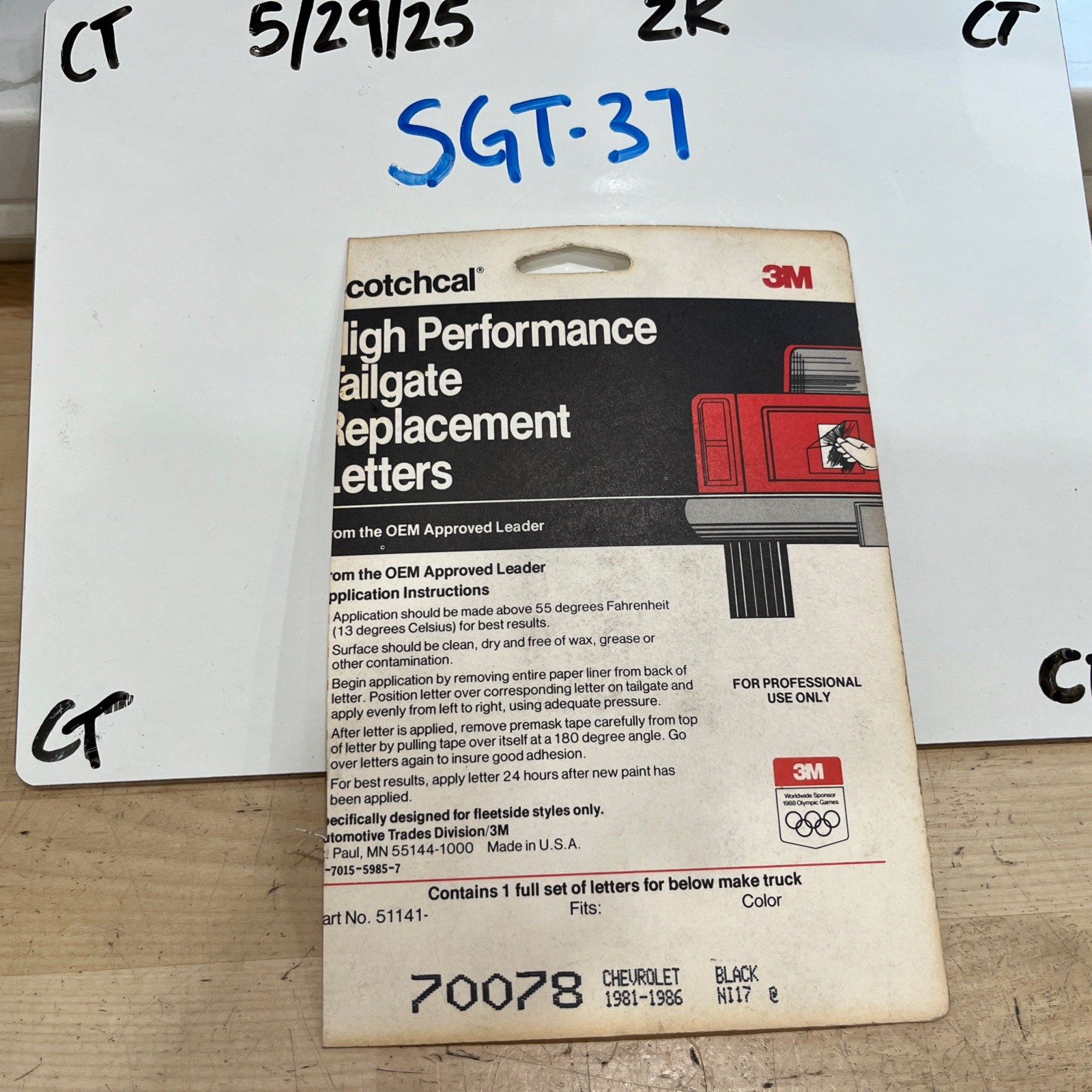 3M Scotchcal Replacement Letters 70078 Chevrolet 81-86 Black
