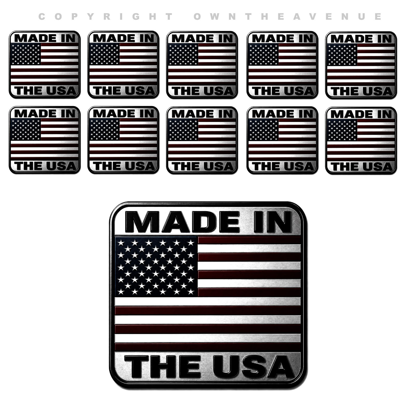 x10 Lot Pack Made In the USA American Flag Stickers Subdued 2″ Inches Each