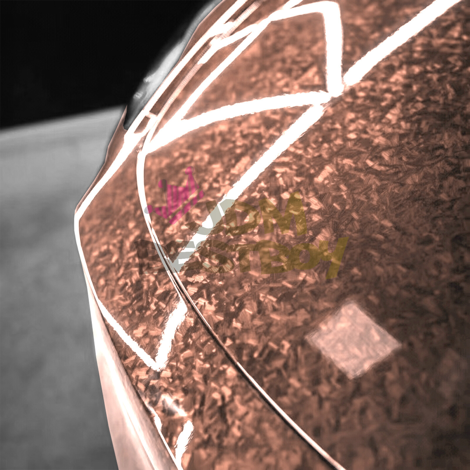 24K Chopped Forged Carbon Fiber Gloss Rose Gold Vinyl Wrap Sticker Decal Sheet