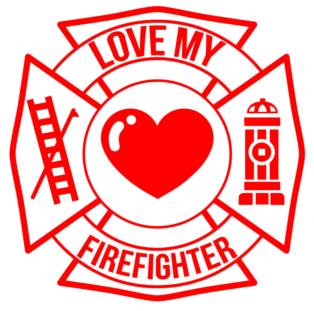 LOVE MY FIREFIGHTER MALTESE CROSS Vinyl DECAL STICKER WINDOW GLASS CAR TRUCK