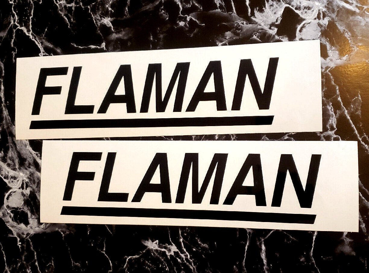 FLAMAN Decals Stickers Replacement Gloss BLACK 18X4.5″ – (2) Fast USA!