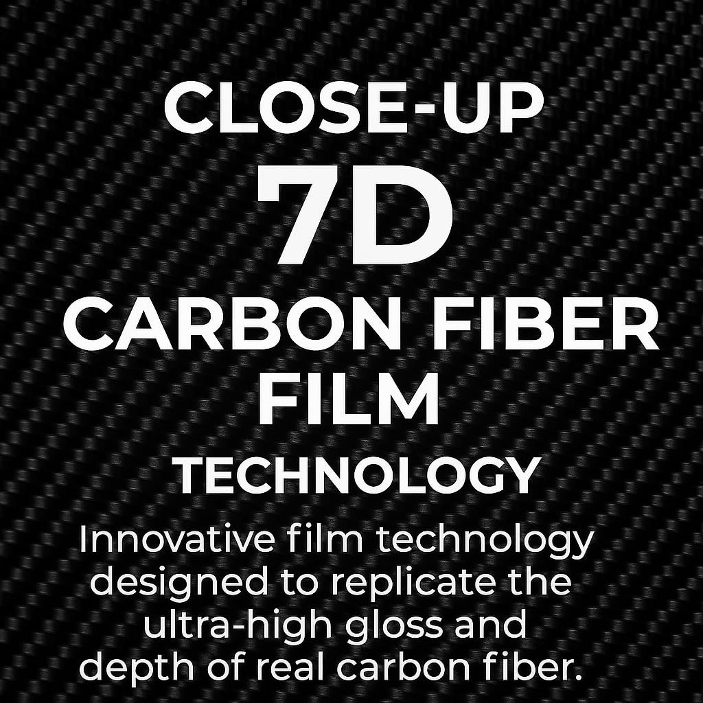 7D Super Glossy Black Carbon Fiber Vinyl Wrap 1FT x 10FT SelfAdhesive Sticker