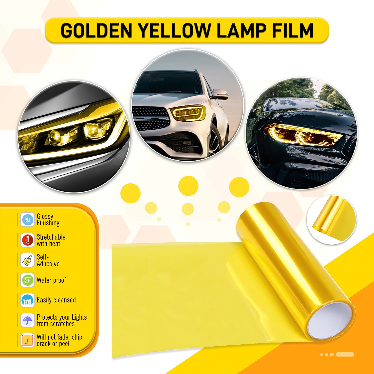 For Vehicle Light Protection Light Tint Film Easy Installation High Transparency