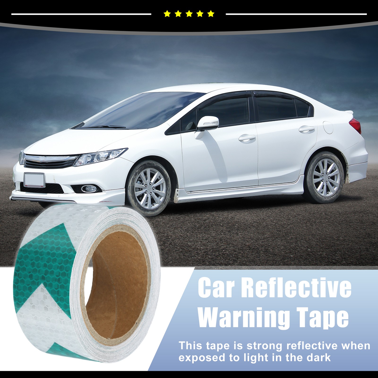 Universal Piece of 1 5cm x 10m Arrow Car Reflective StickersSafety Warning Tape