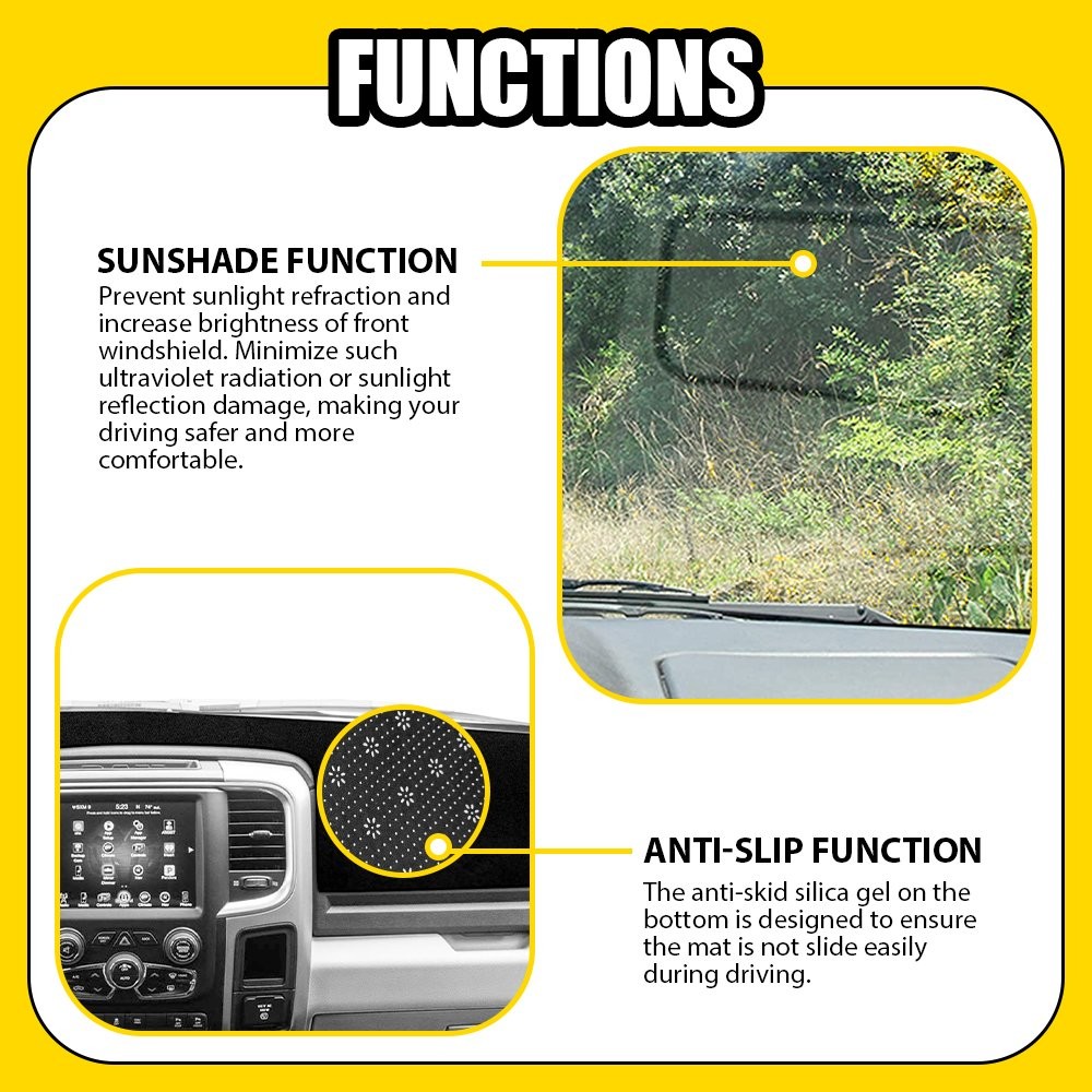 Dashboard Dashmat Dash Cover Mat For Dodge Ram 1500 2500 3500 2010 – 2018 1-5X