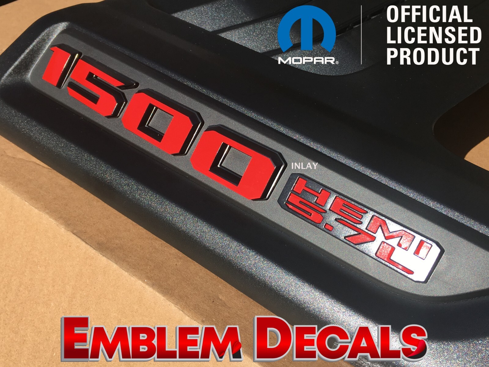 RAM REBEL or Sport Hood “1500 HEMI 5.7L” Hood Emblems Overlay Decal 2022 2023 24