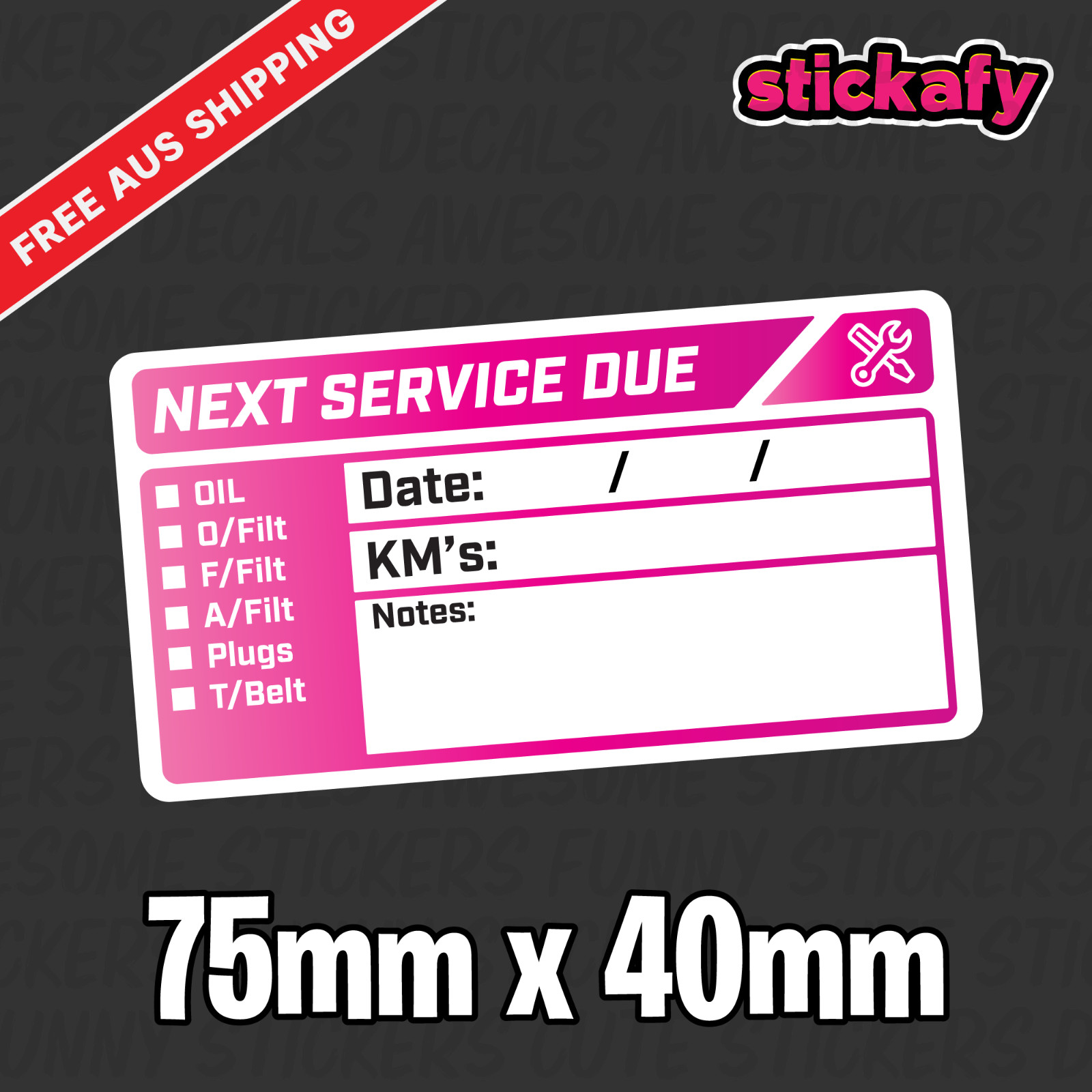 100 x Next Service Due Label Sticker 75x40mm – Printed Decal Car Boat 4×4
