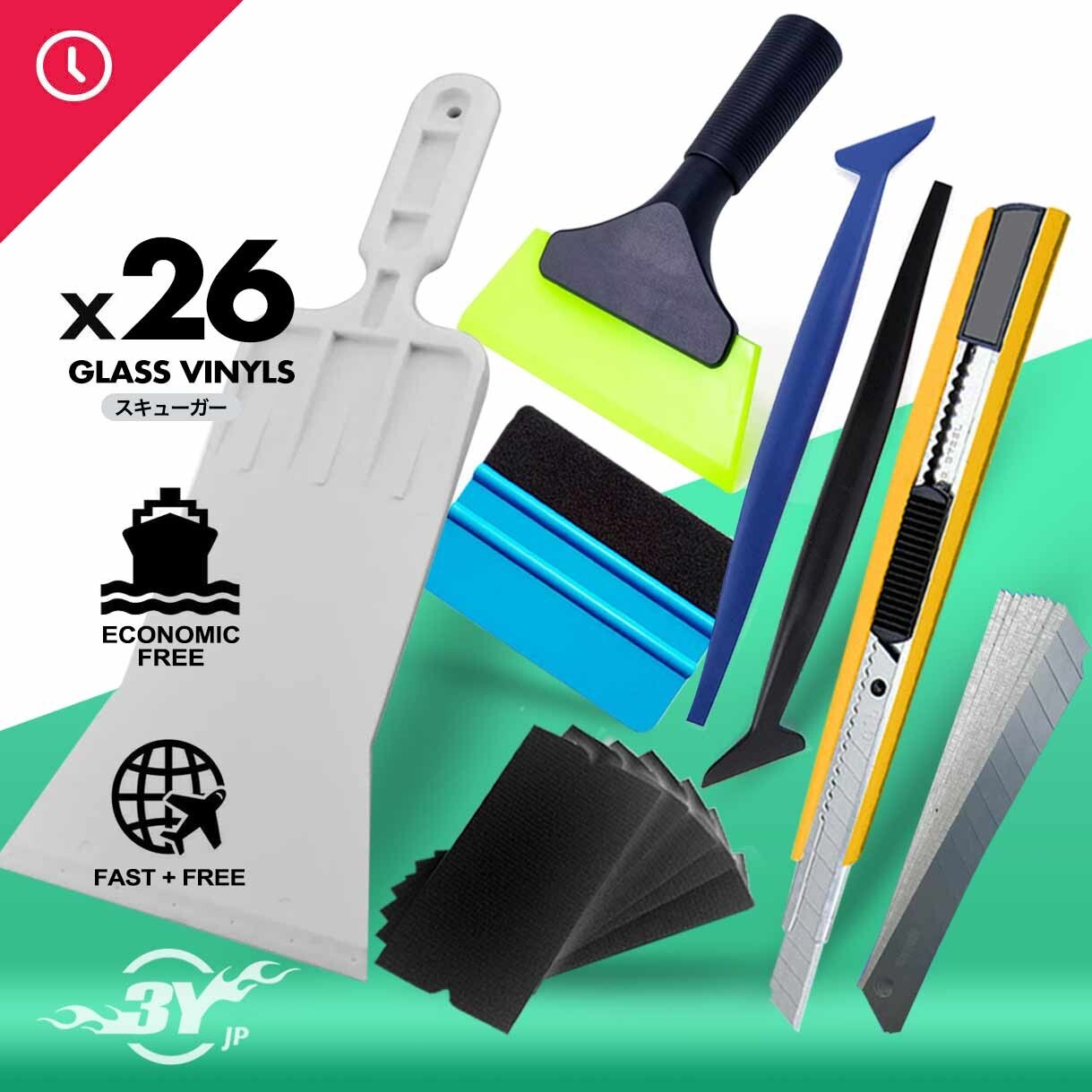 Car Squeegee for Windshields Glass Vinyls, Bulldozer Squeegee Window Tint Kit