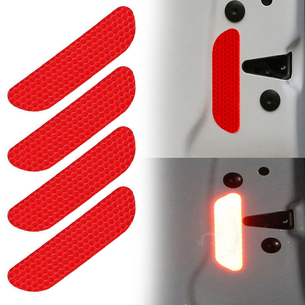 4Pcs/set Universal Car Reflective Stickers Door Eyebrow Sticker Decal Warning