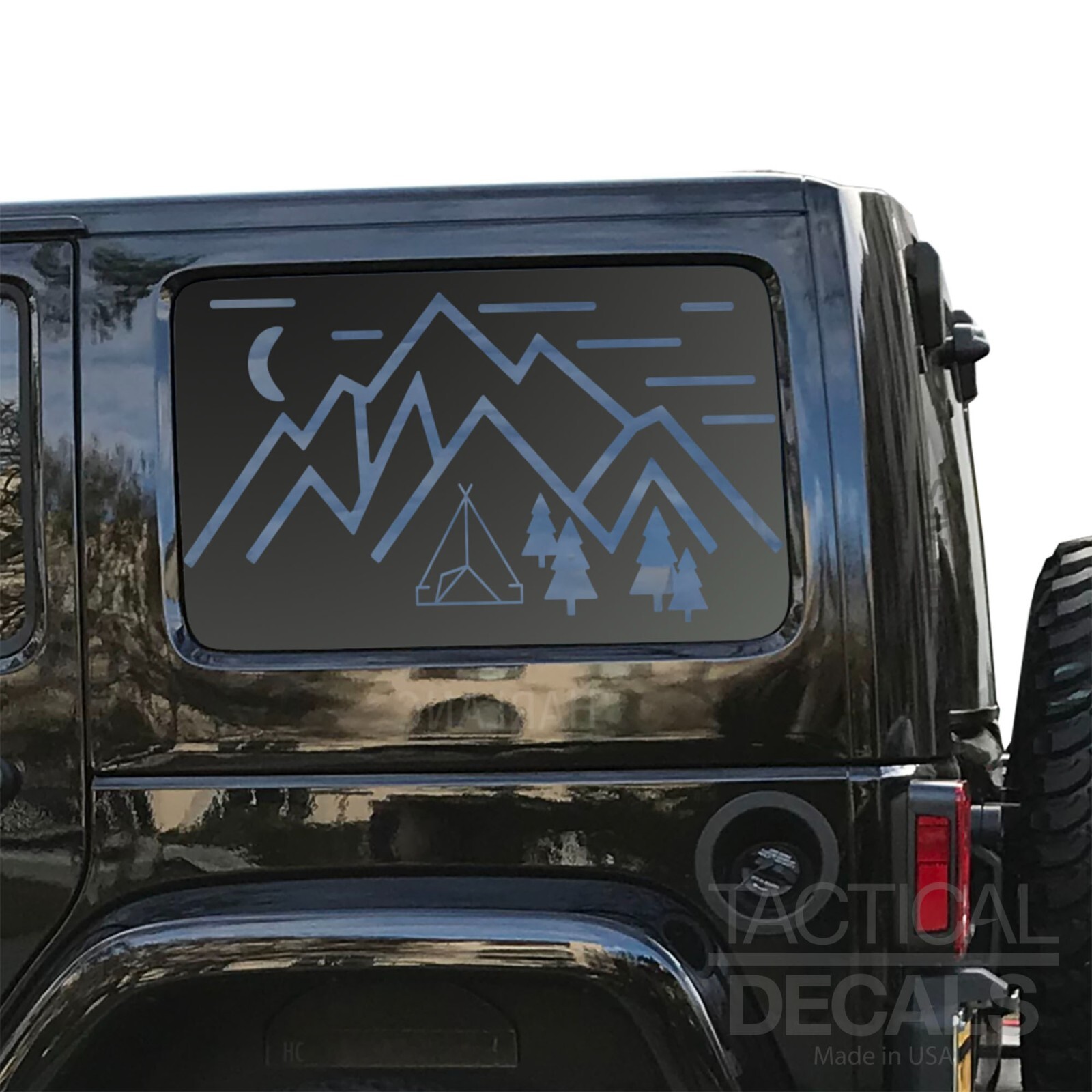 Minimalist camp scene design Decals for 2007-2025 Jeep Wrangler 4-door JK4-CX1