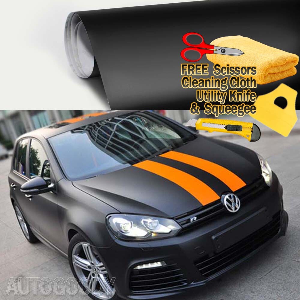 360″ x 60″ Matte Flat Black Vinyl Film Wrap Bubble Free Air Release 30ft x 5ft