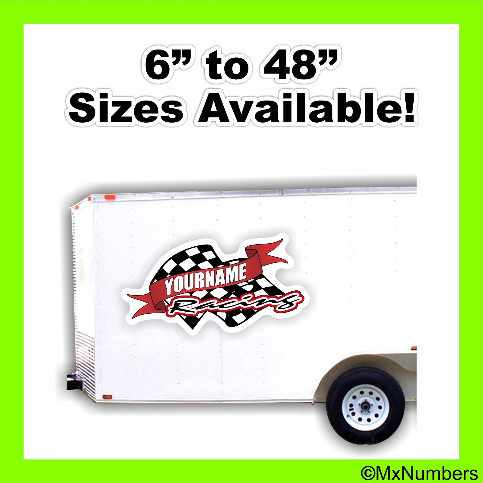 Custom Your Name Racing Decals Trailer Truck MX ATV Race Car Go Kart Sprint IMCA