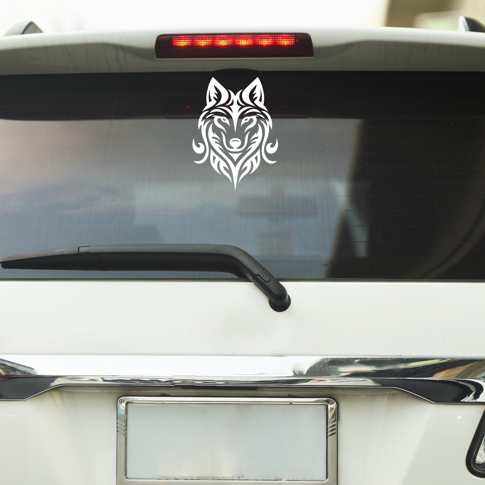 Tribal Wolf Car Decal Sticker Matte White Vinyl 4 X 6 Truck SUV Window Graphic