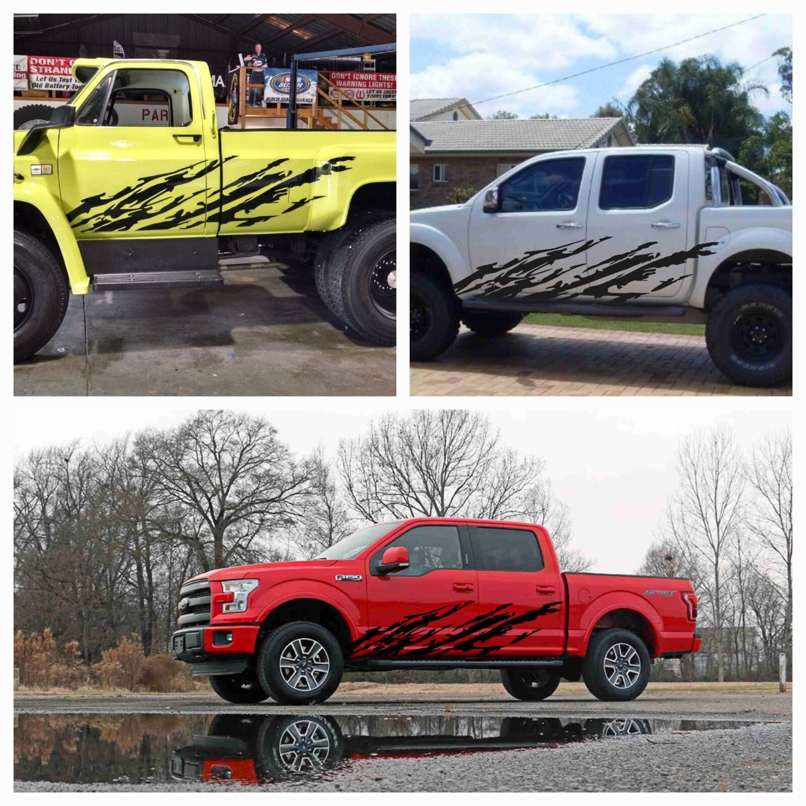 Truck Side Graphics Vinyl Decals Off Road Mud Splash Rocker Panel Set